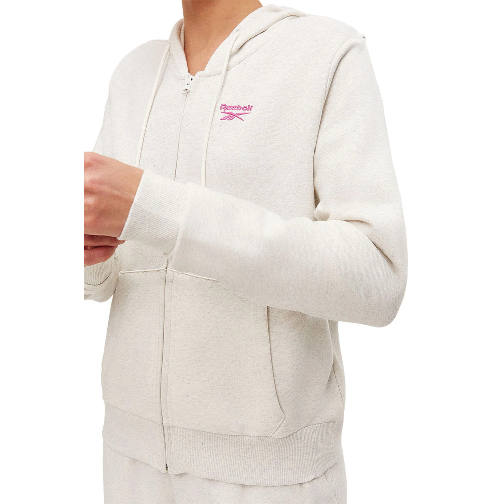 Reebok Size Extra Small French Terry Zip-Up Hoodie Heather Gray w/ Logo NWT